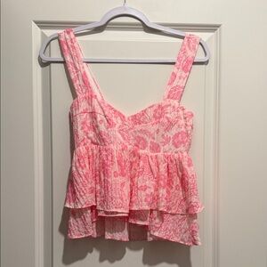 Chic Pink Floral Layered Blouse